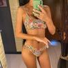 Floral Printed Brazilian Mid Waist Bikini Women Swimwear Female Swimsuit Two-pieces Bikini Set Bather Bathing Suit Swim