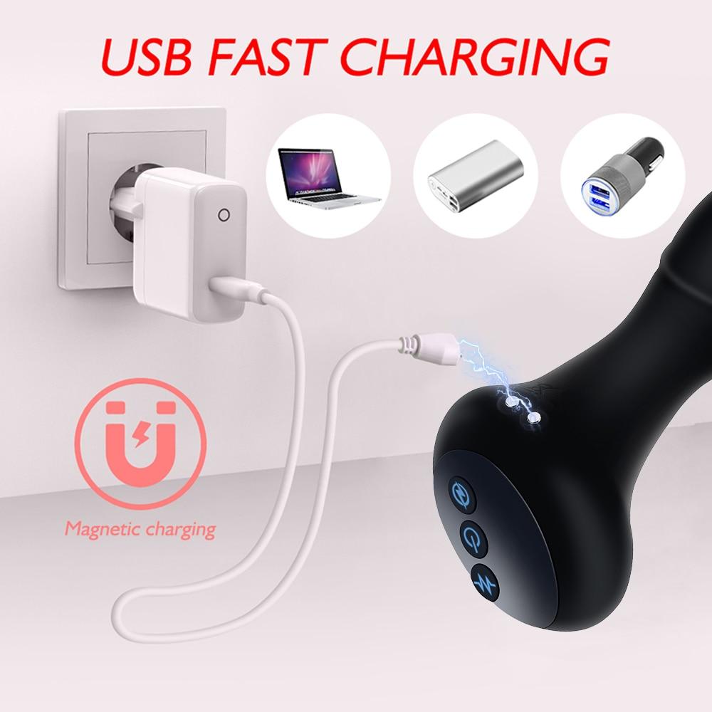Smart Heating Anal Plug Electric Shock Butt Plugs Anal Beads Prostate Massager Female Masturbator Erotic Sex Toys for Couple