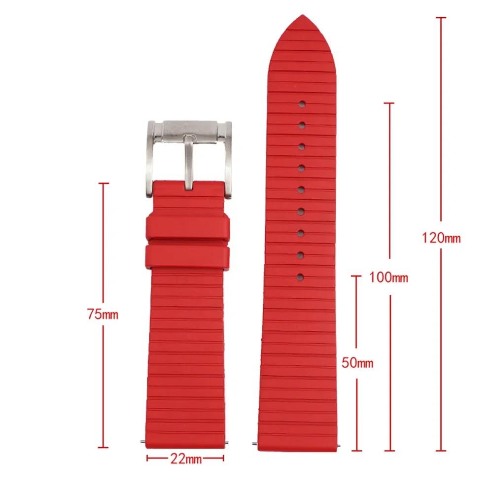 Premium-Grade Fluoro Rubber Strap 20mm 22mm 24mm Men Diving Quick Release Watch Band Bracelet for Seiko Omega for Huawei GT 4
