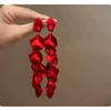 Elegant Petal Long Dangle Earrings 1 Pair Matte Satin Finish Non-Irritating for Bridal Wedding Prom Party Gift