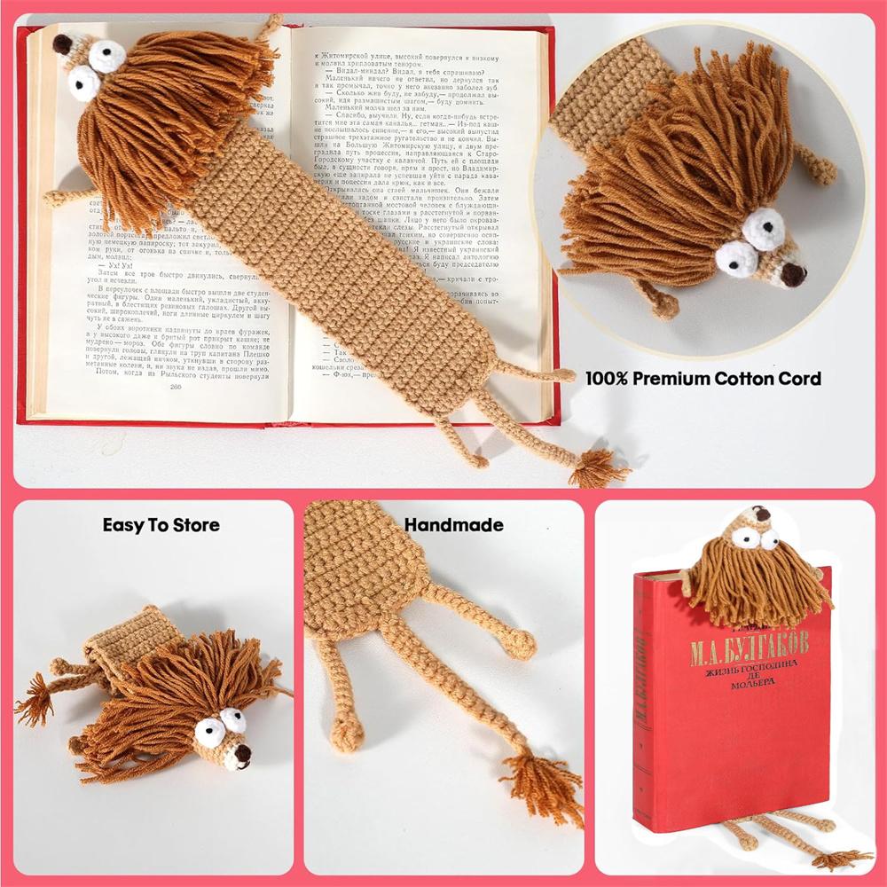 Handmade Knitted Animal Crochet Bookmark Cute Crochet Bookmark Kit for Birthday Christmas Gift Girl Teacher Reader Book Lover