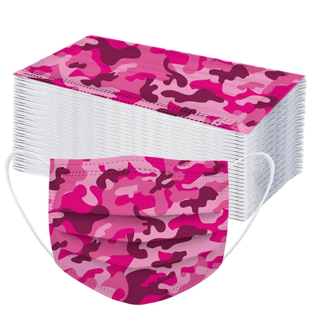 Printing Disposable Three Layer Face Mask With Nose Strip 50PCS