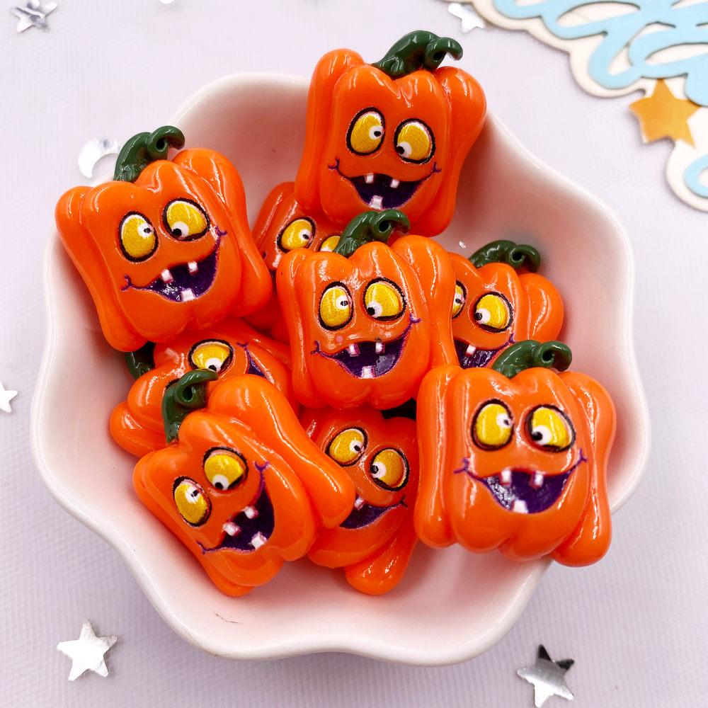 8Pcs Resin Cute Colorful 3D Ghosts Bat Cake Pumpkin Owl Skull Head Figurines Flatback Stone Decor DIY Halloween Scrapbook Crafts