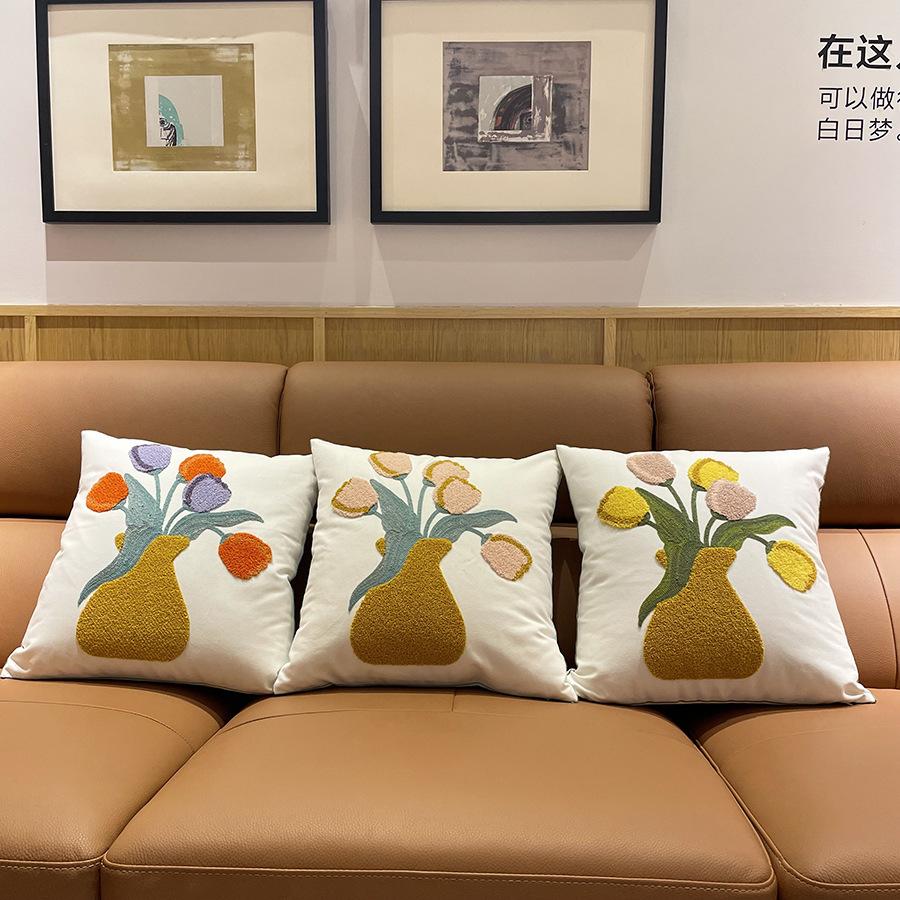 Nordic Ins Klein Frisch Einfach Bestickt Kissen Bouquet Kissenbezug Wohnzimmer Sofa Kissen Schlafzimmer Kissen