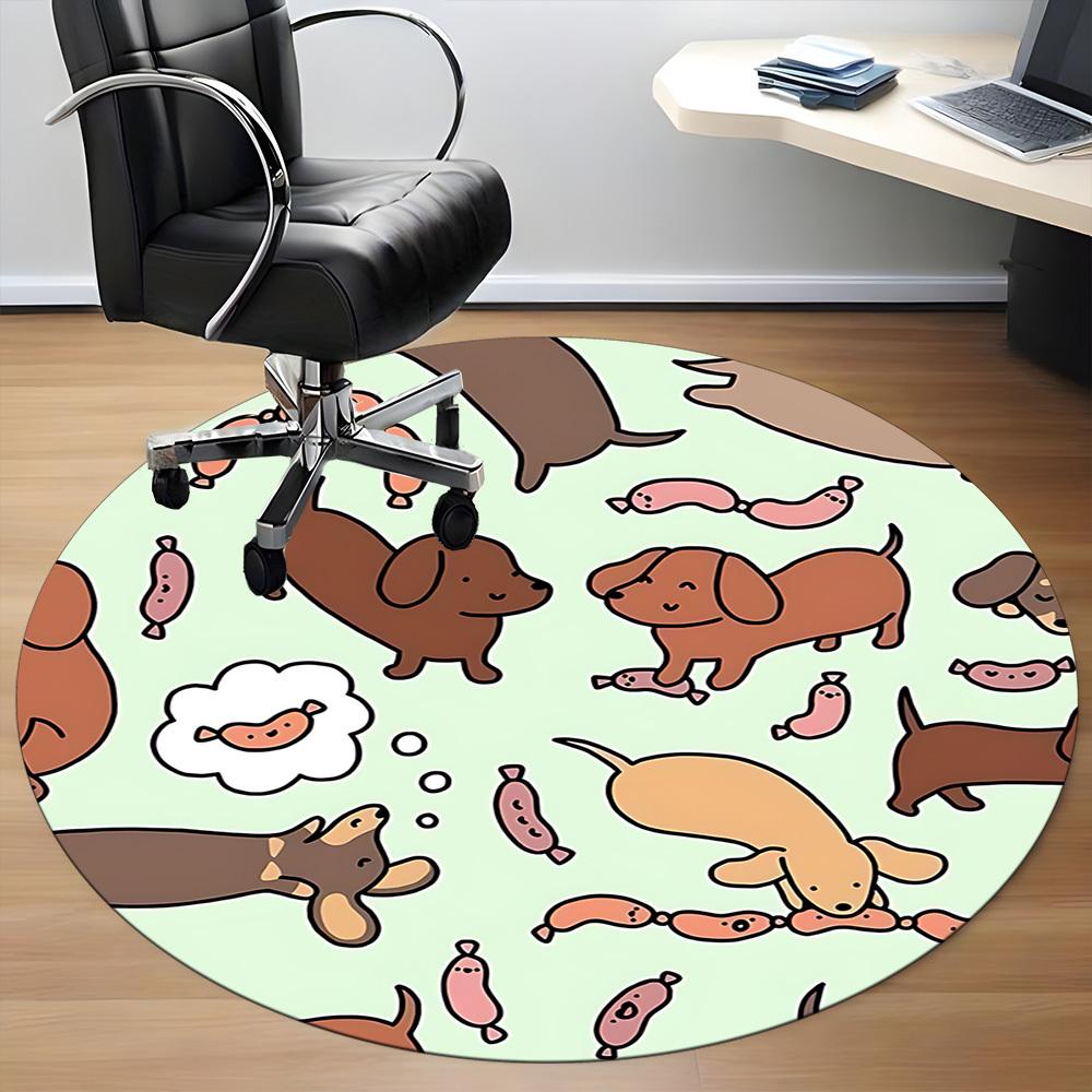 1pc Dogs Sausages Office Round Area Rug, Indoor Mat Suitable ForOffice, Under Office Chairs Bedroom Living Room Home Decor, Room Deco,  n56