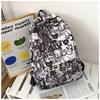 Schoolbag Backpack Men's 1 Trend Graffiti ins Large Capacity Fashion Printing Student Women's Backpack Waterproof and Wear-resistant White Ditch