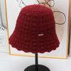 Autumn and winter wool wavy edge bucket hat women's gentle texture basin hat shows small face knitted bucket hat versatile