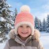 Multicolor Kids Knitted Hat Hairball Beanie Cap Cute Knitted Bucket Hat  Autumn