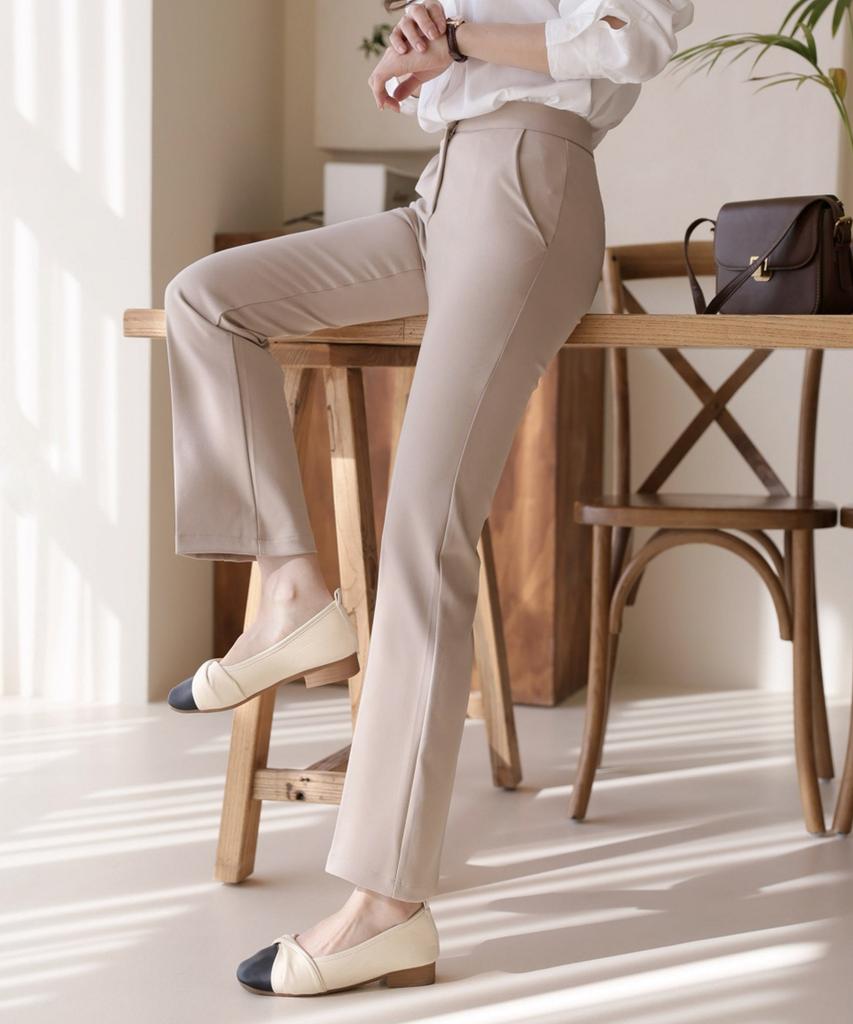 Ppaeppae Secret Banding Stretch Semi-Bootcut Slacks
