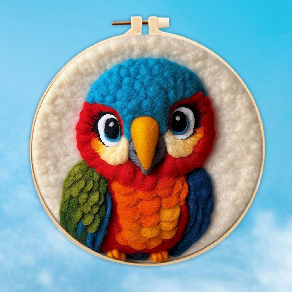 

CHENISTORY DIY Wool Felting Painting Set Embroidery Bird Owl Needle Wool Painting With Frame Handiwork Home Decor Unique Gift