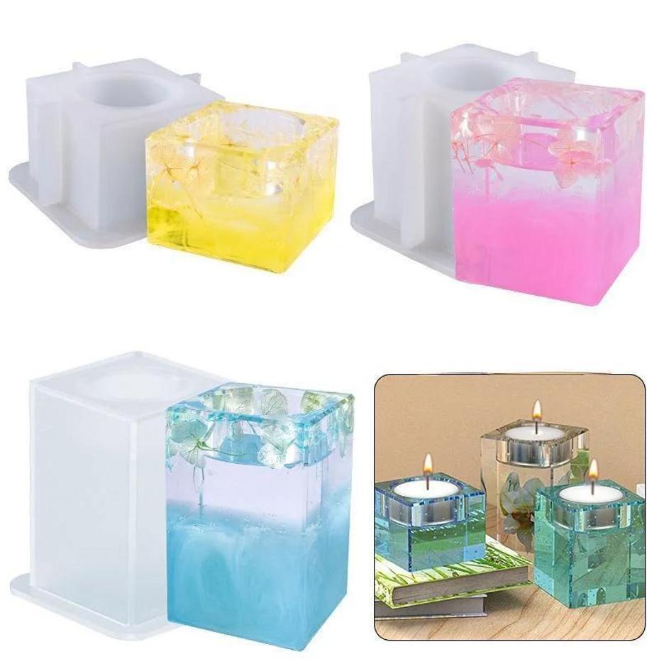 1 Pcs DIY Crystal Epoxy Mold Candle Mold Square Candle Holder Swing Table Is Easy To Use