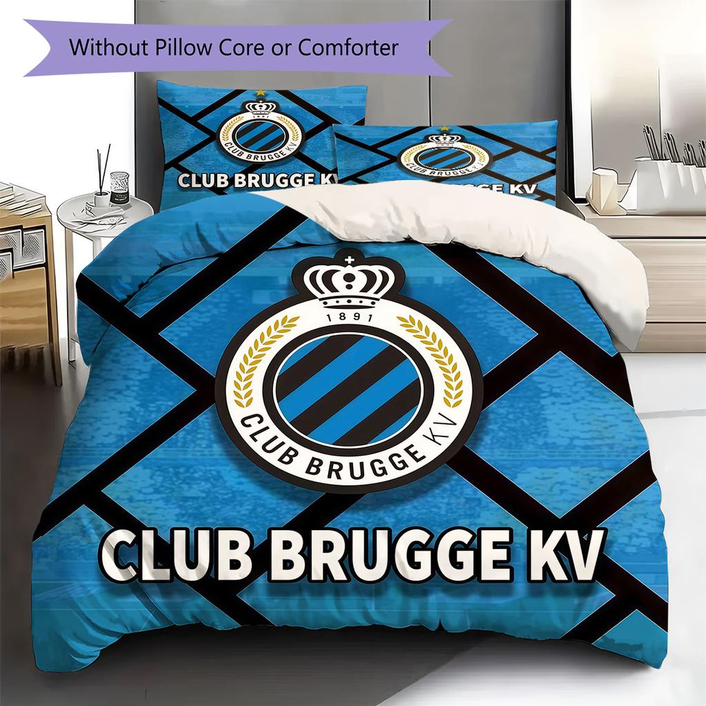 Club Brugge KV Pattern Bedding,Quilt Set Quilt Cover Pillowcase Home Birthday Gift(1 * Duvet Cover + 2 * Pillowcase, Without Core)
