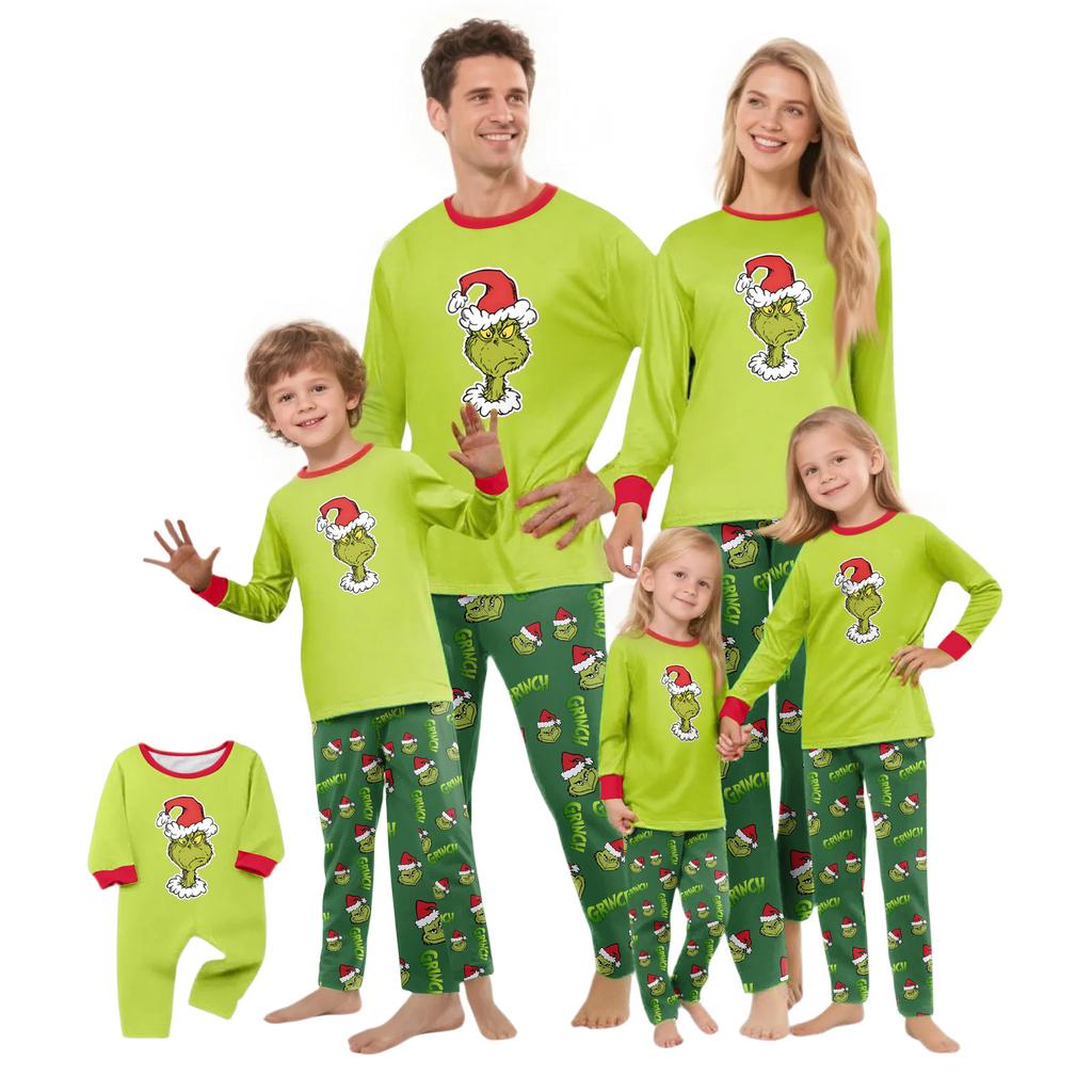 Christmas Print Cute Family Set Pajamas, Home Clothes, Family Set Long Sleeve Top Pants Set