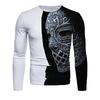 Men's T Shirt Tee Graphic 3D Round Neck Black-White White Blue Gold 3D Print Daily Long Sleeve Clothing Apparel Basic