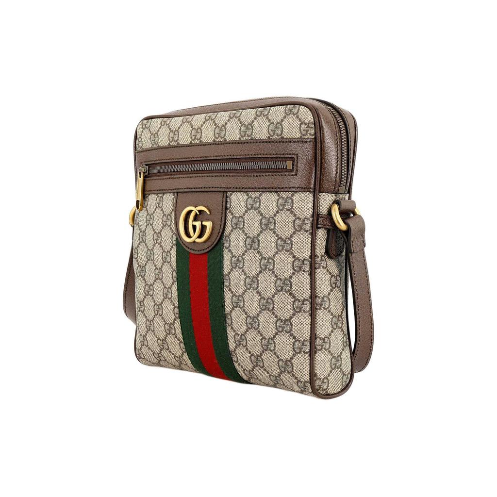 Gucci Ophidia Logo Stripe Webbing Canvas And Leather Shoulder Bag Small Men Shoulder Bag Ebony 547926-96IWT-8745