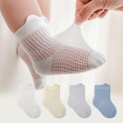 4 Pairs/Lot Summer Baby Socks Thin Mesh Breathable Newborn Socks Combed Cotton Cartoon Kids Socks For Boys And Girls