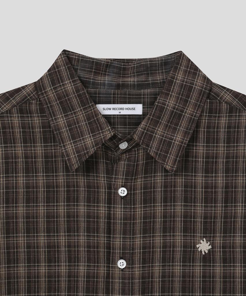 SLOW RECORD HOUSE Cane Check Shirt_Brown