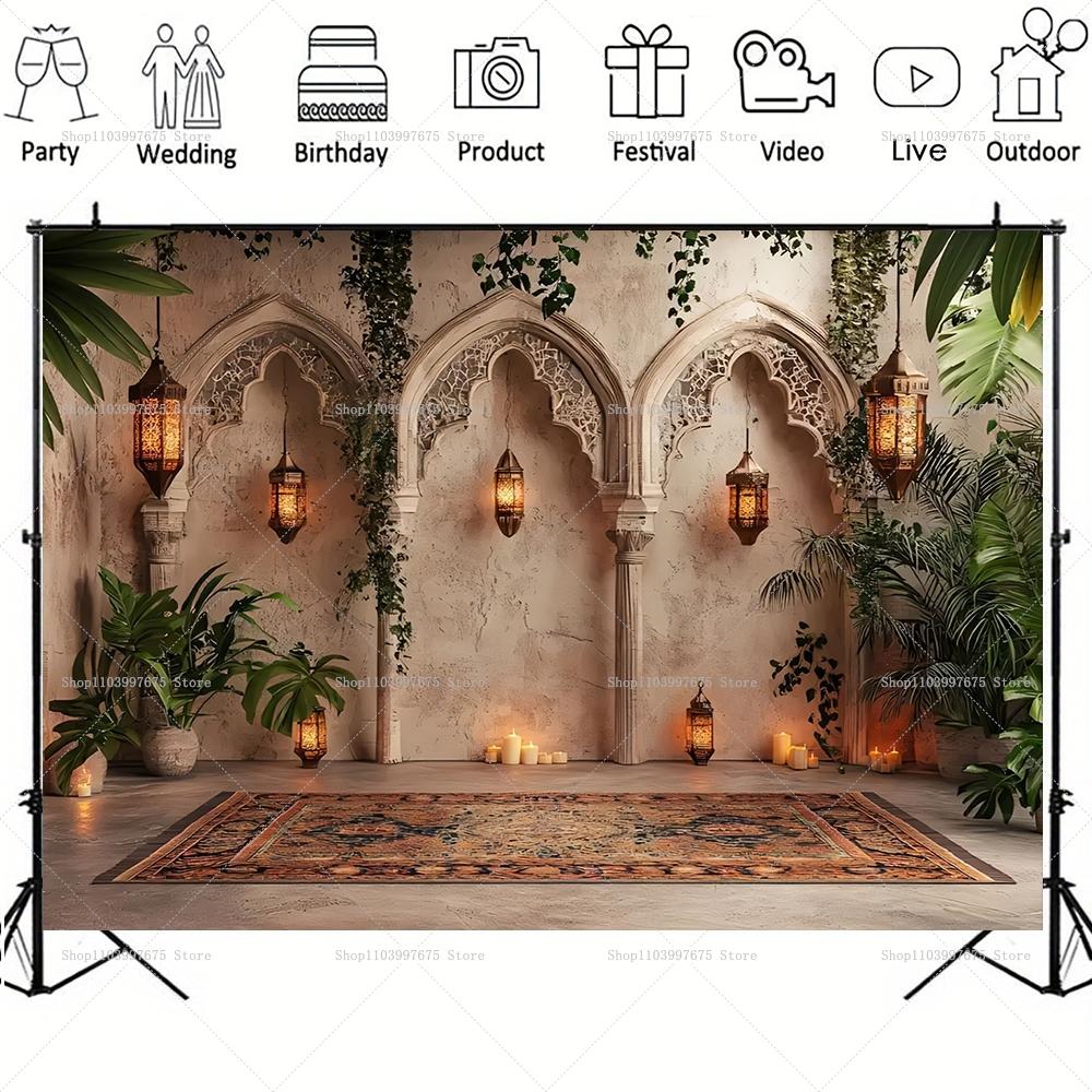 Moroccan Palace Backdrop Arabian Middle Eastern Interior Palace Photography Background for Kids Baby Shower Birthday Party Decor4