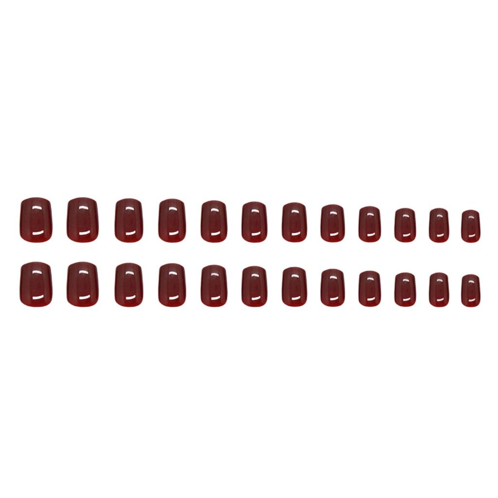 Solid Colour Ancora Red Versatile Fashionable Girl's Fair Skin Short Nail Stickers 24 Pieces 5ml