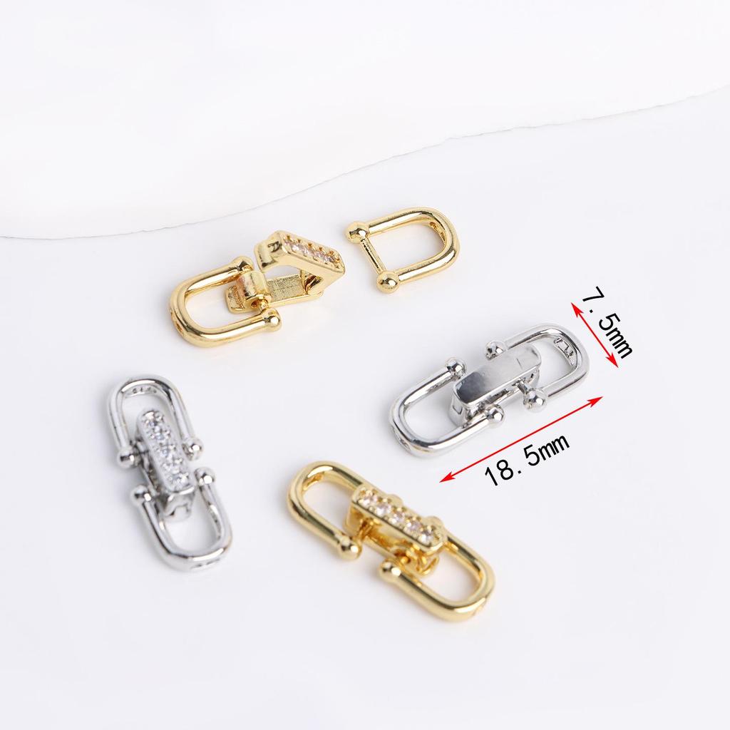 18K Gold-Plated Double U Buckle Bracelet/Necklace Clasp Connector for DIY Jewelry