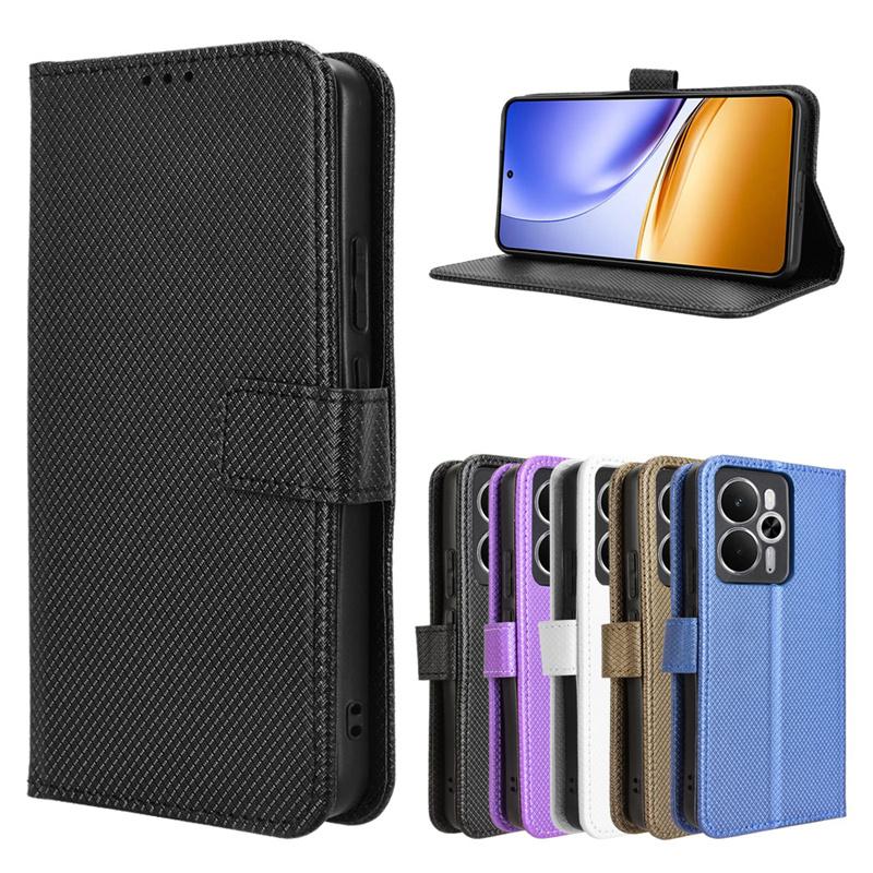 For OPPO Realme 14T 5G Global Luxury Flip Diamond Pattern lanyard Business Wallet Case Leather for OPPO Realme 14 5G Phone Case