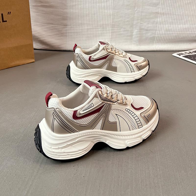 Thick-soled heightening versatile dad shoes for women's 2025 spring new popular soft-soled casual sports shoes 9938
