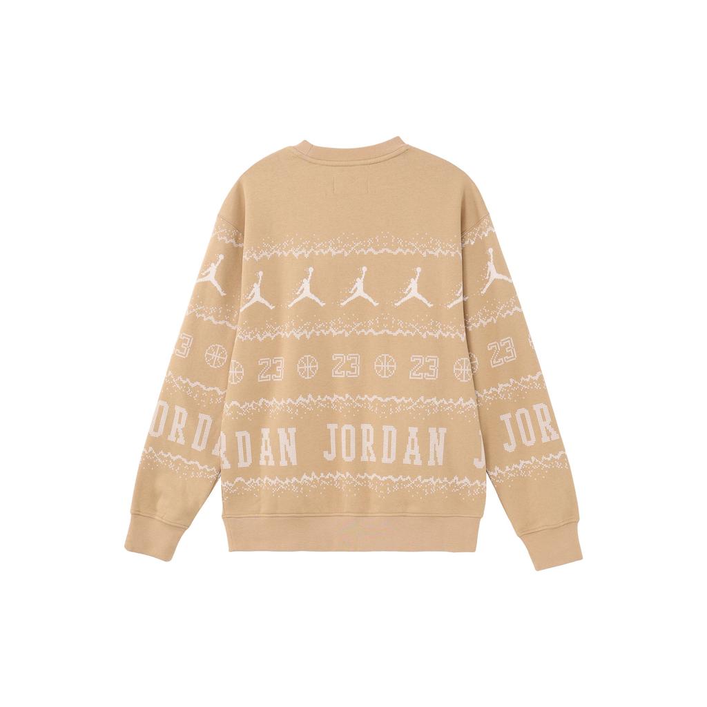 Jordan Essentials Holiday Logo Print Fleece-Lined Casual Long Sleeve Sweatshirt Men Tops Maize FD7464-200