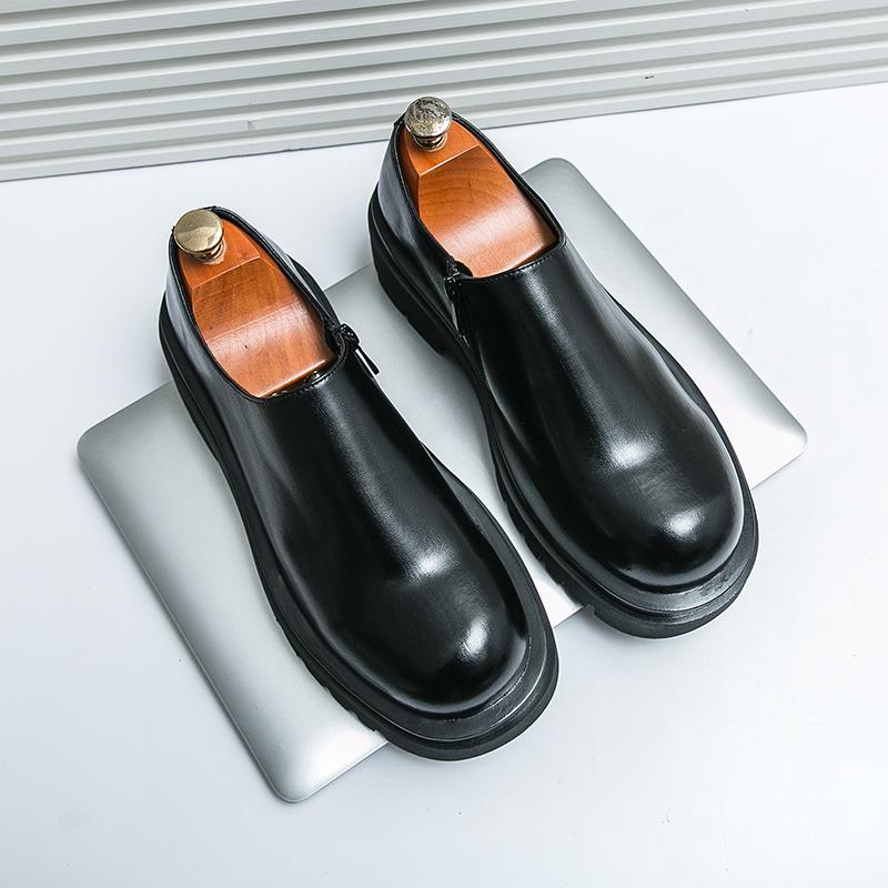 

Fashion Fashion Brand Classic Brown Men s Breathable Casual Leather Shoes Spring New Men s Side Zipper Comfortable Cowhide Oxford Shoes 45 чёрный