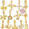 Copper Golden Charm Bead Pendant Fit Original Bracelet Retriever Puppy Cheese Figurine Diy Woman Jewelry Gift