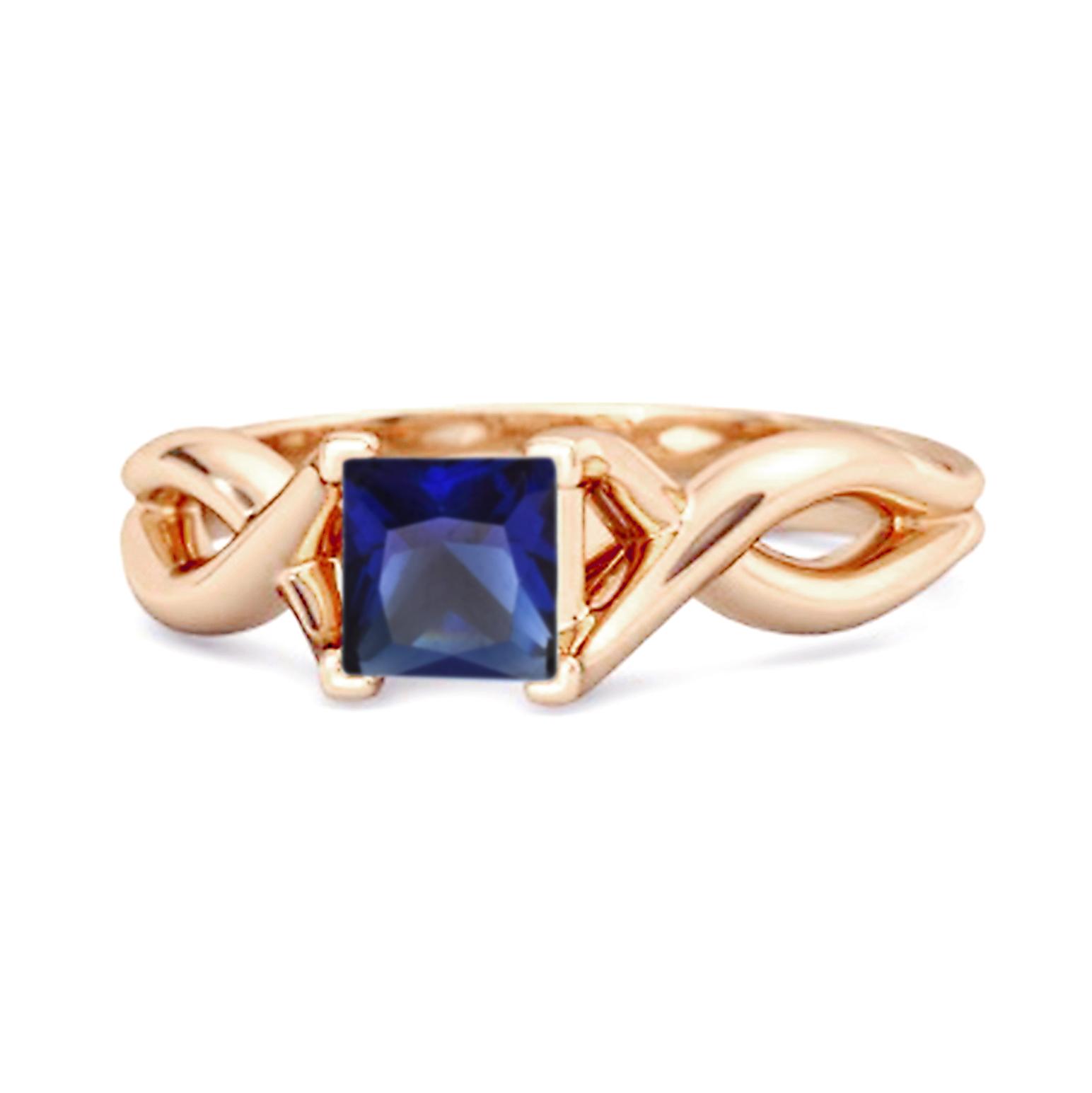 Blue Sapphire Twisted Vine Band Ring - 925  Sterling Silver Rose Gold Vermeil 10.5 розового золота