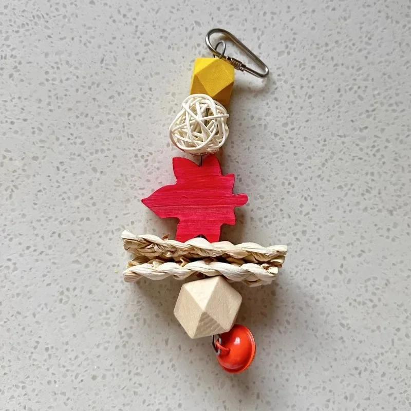 Bird Cage Toys for Parrots Wood Birds Swing Reliable Chewable Bite Bridge Parrot Toy Colorful Bird Chewing Toy Pet Supplies