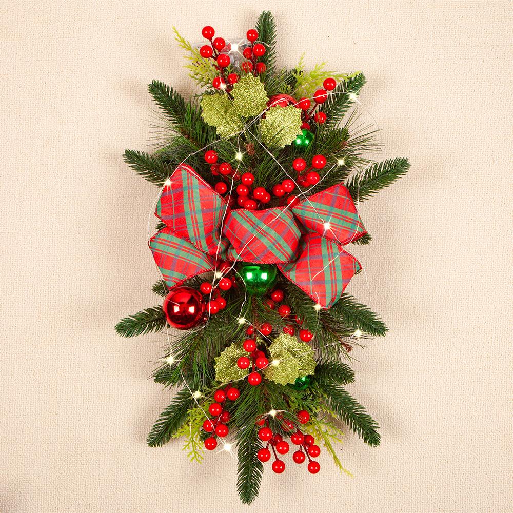 

Рождественский венок для лестницы, напольный подвесной бант, украшение в рождественском скандинавском стиле для дома 60CM*30CM