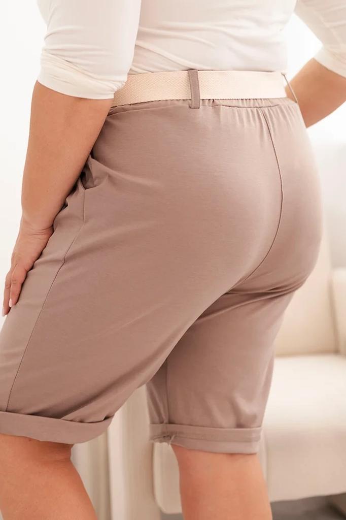 Spodenki Damskie Bawełniane Plus Size Z Paskiem Fango Xxxxl
