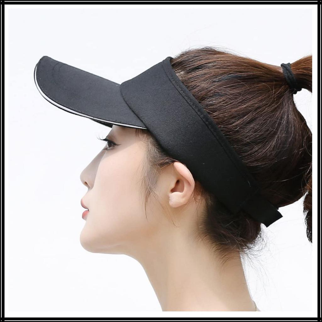 Visor Sun Visor Plain Hat Brim Line Simple Long Brim Cap CA527 [White Fang] Women's (Blue)