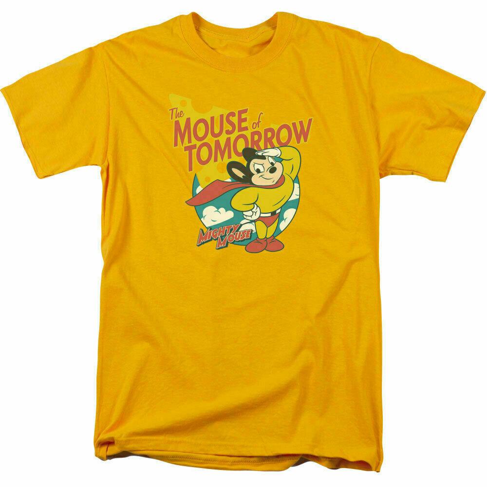 Mighty Mouse Mouse of Tomorrow T Shirt Mens Licensed Cartoon Merchandise Gold S