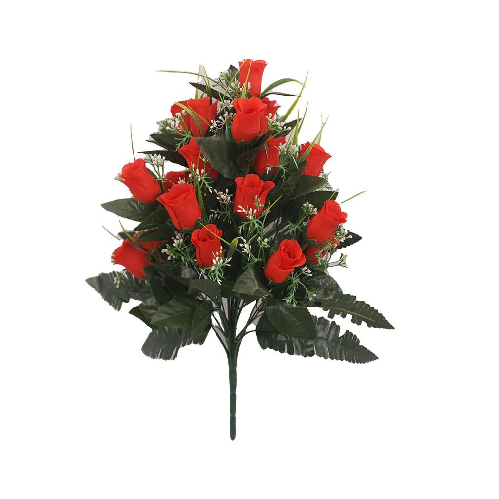 Plastic 24 Artificial Flowers Buds Simulated Roses Cemetery Flower 24 Bud Roses For Cemetery Flowers For Crafts DecoracióN Hogar