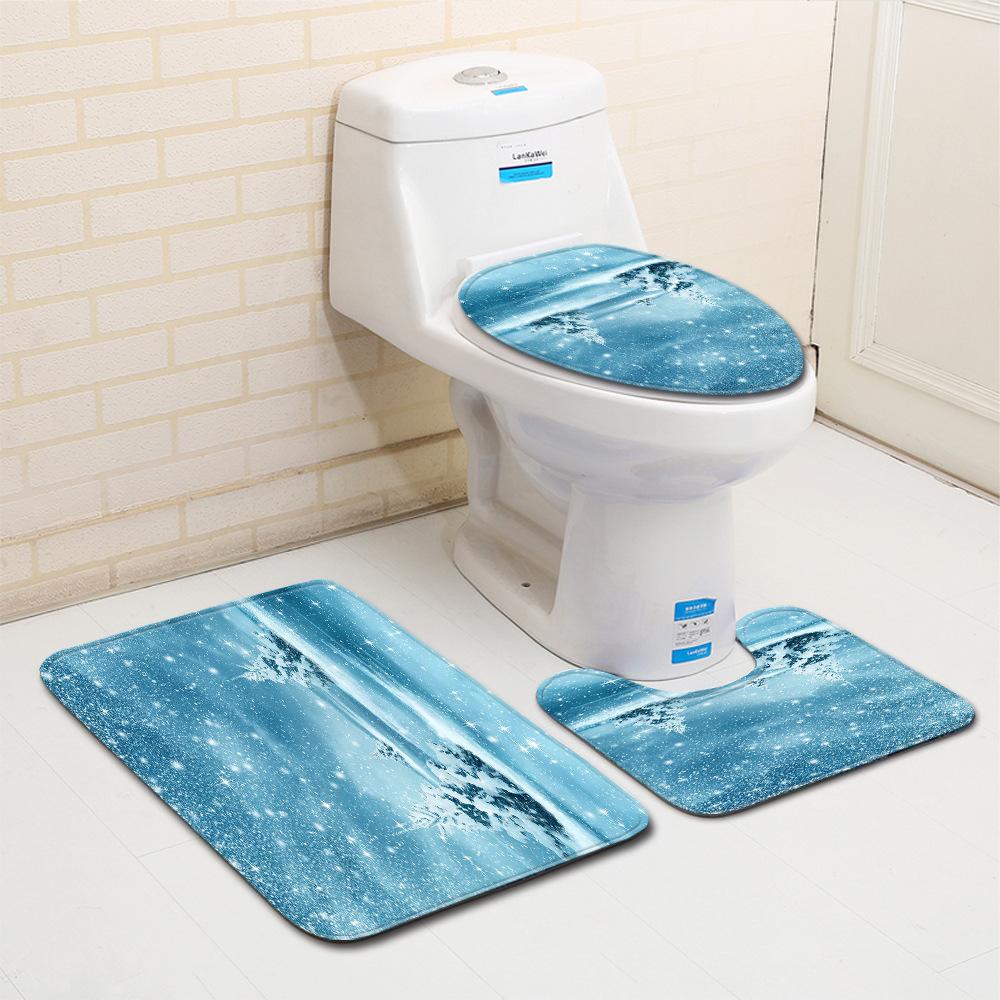 Christmas Bathroom Floor Mat Toilet Three-Piece Set