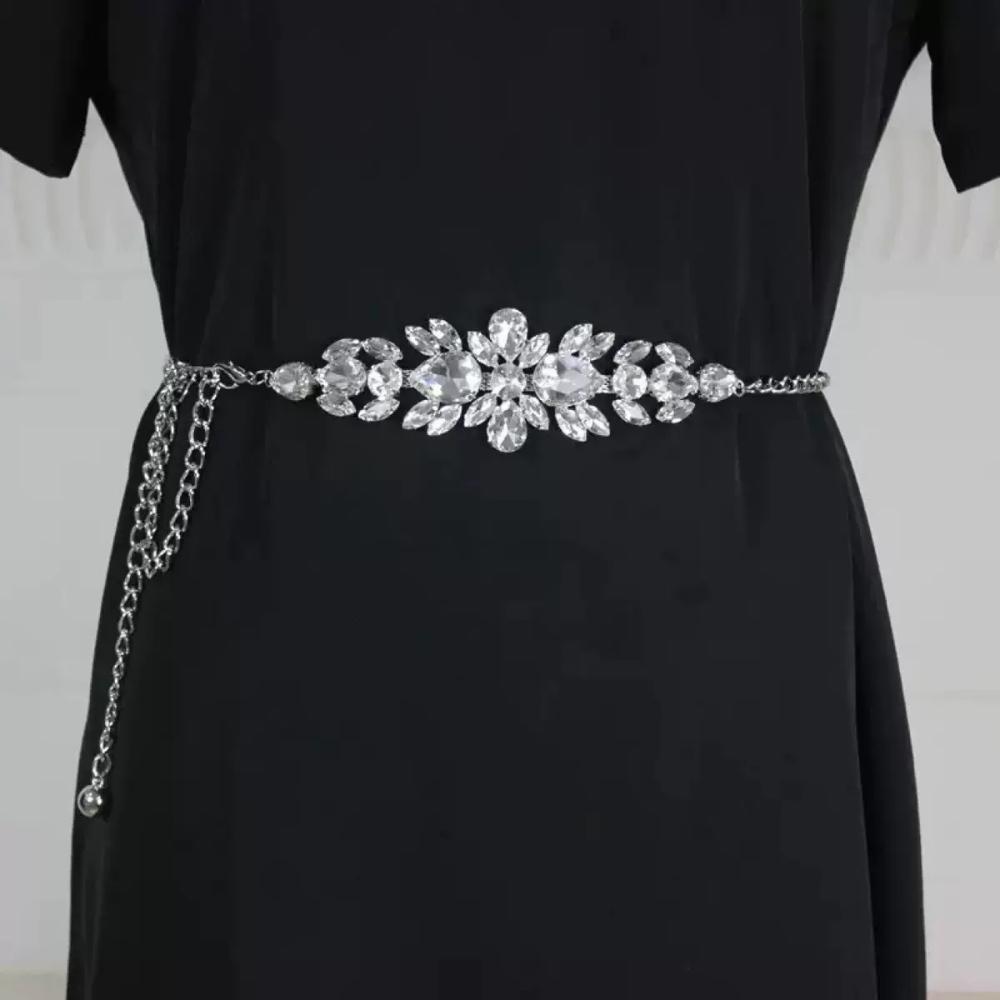 Gold Belt Adjustable Fashion Belt Rhinestone Belt Stylish For Dress Accessory Prom Women
