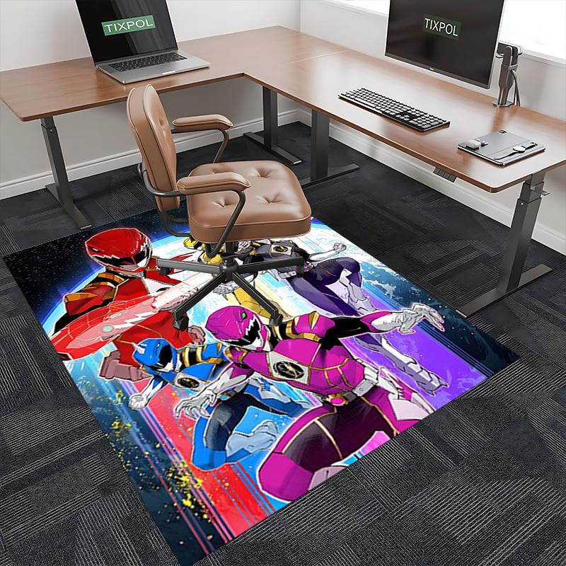 1pc Power Rangers Anime Cartoon Design Office Chair Mat Non-Slip Carpet for Home Decor, Living Room, Bedroom, Game Room - Perfect Gift for Fans!Y052