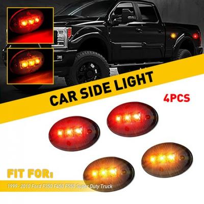 4Pc Smoked Dually Fender Red Amber LED Side Lights Marker For Ford F350 F450 F50