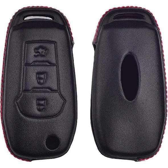 ROYALFOX(TM 2/3 Buttons Leather Flip Remote Key Fob Case Cover for 2015 2016 2017 2018 2019 Ford F150 F250,Focus 3 Escort Kuga Everest Fiesta Mustang