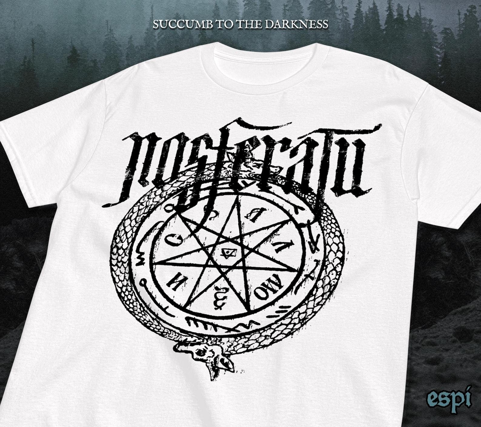 Nosferatu T shirt Count Orlok Sigil - White Version - Cinephile Horror Clothing S