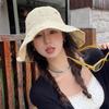 Chapeau d'été anti-UV à large bord Vacances à la plage Chapeau de paille de plage Étoiles colorées Tissage Chapeau de pêcheur Chapeau de pêcheur