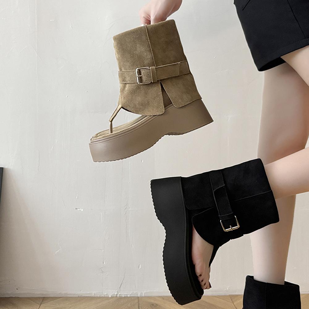 Dark Gothic Hollow Sandals Women Thick Sole Metal Buckle Punk Style Spice Single Shoes Chunky Heel Platform Cross Tied Sandalias