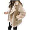 Autumn Winter Women's Coats New Casual Loose Patchwork Outerwear Harem Korean Vintage Crop Pockets Lambhair Jacket Women