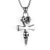 European and American Stainless Steel Men Necklace Retro Three Skull Cross Alloy Pendant