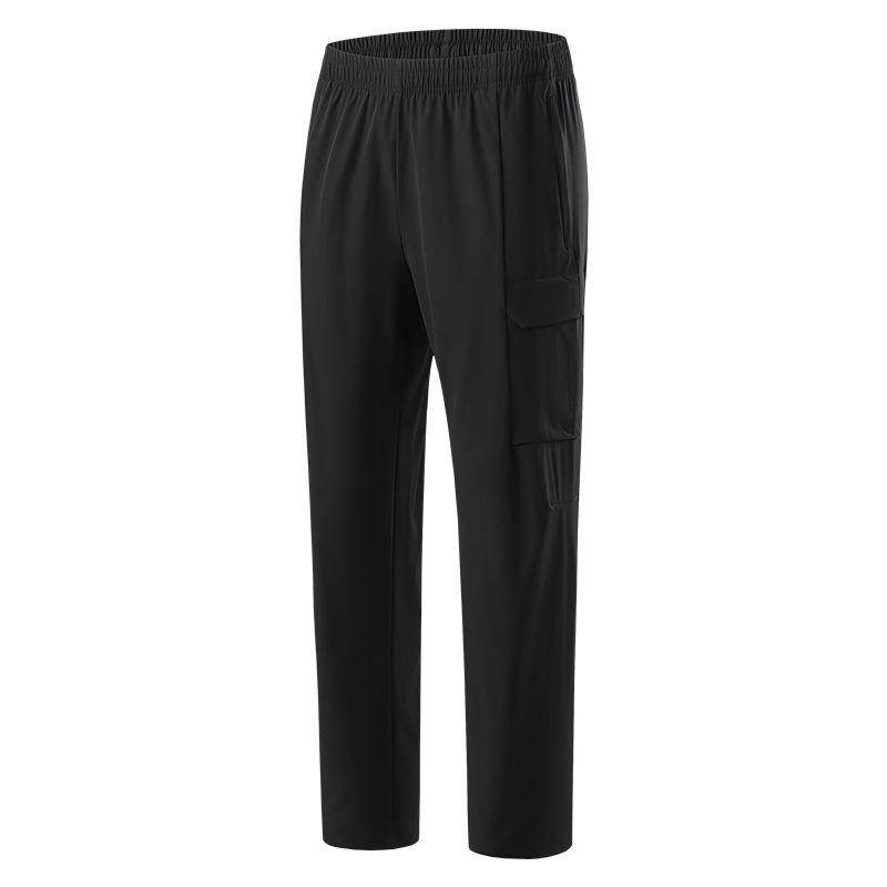 

Мужские весенне-осенние джоггеры с множеством карманов: Повседневные тканые штаны для фитнеса и бега M чёрный