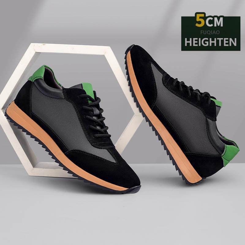 Fashion Large Size Unisex Cowhide Sneakers Elevator Shoes Hidden Height Increasing Shoes Men 5CM Sports Casual Oxfords Women Heightening