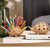 21 Holes Pencil Stand Set Wooden Art Pen Container Multi-function Hedgehog Pen Holder  Desk Storage