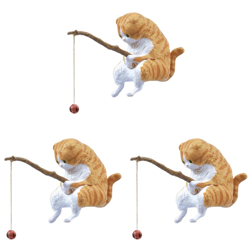 1-5pcs Fishing Cat Ornaments Sitting Fishing Little Cat Statue Fish Landscaping Cartoon Figurine Water Tank Aquarium Decorations